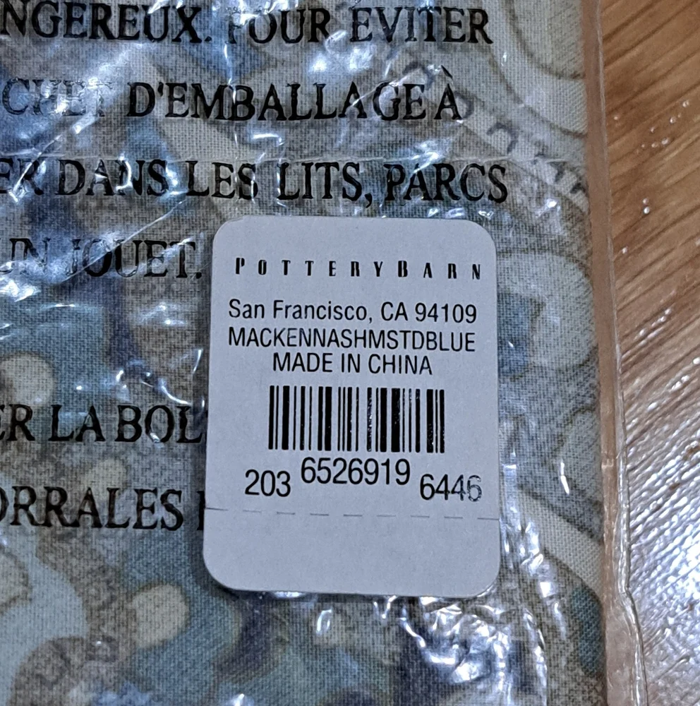 Pottery Barn McKenna Blue Paisley Standard Sham Organic Cotton
